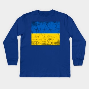 Distressed Ukrainian Flag Kids Long Sleeve T-Shirt